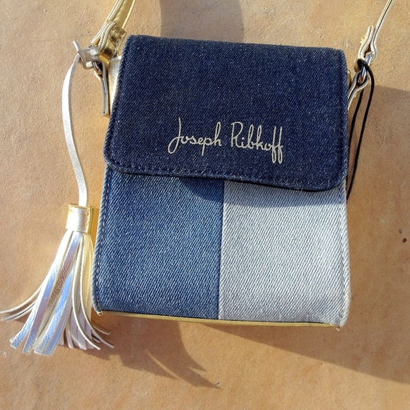 Joseph Ribkoff Handbags - Joseph Ribkoff Denim & Gold Tassel Crossbody Purse